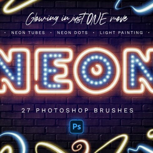 Glowing Neon Photoshop Brushescover image.