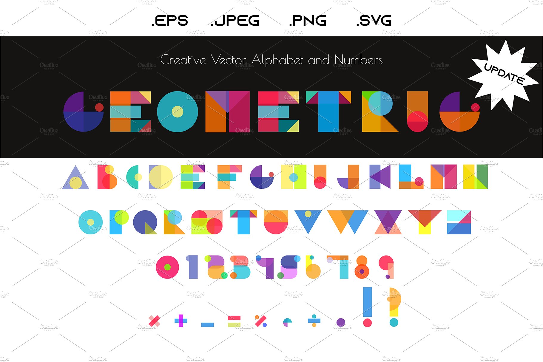 Alphabet geometric letters vector cover image.