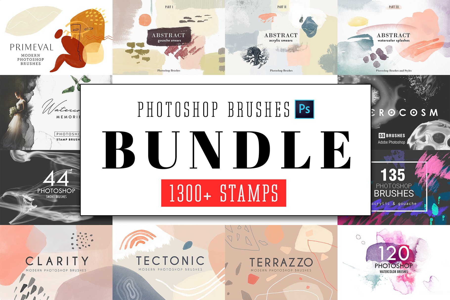 All Photoshop Stamp Brushes Bundlecover image.