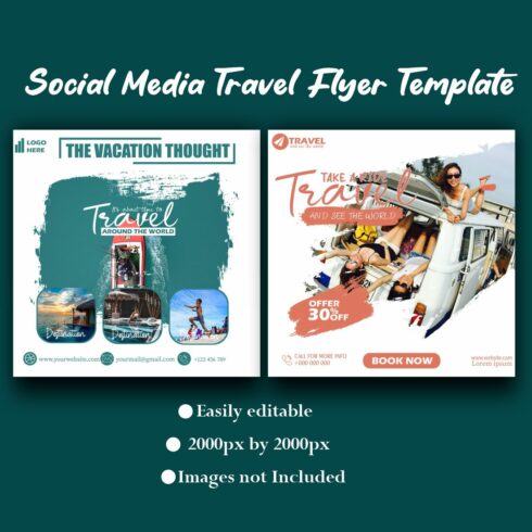 Social media travel flyer templates cover image.