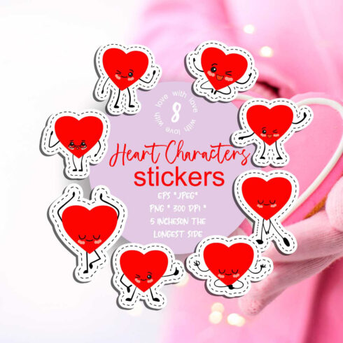 Red heart sticker PNG valentines day love cover image.
