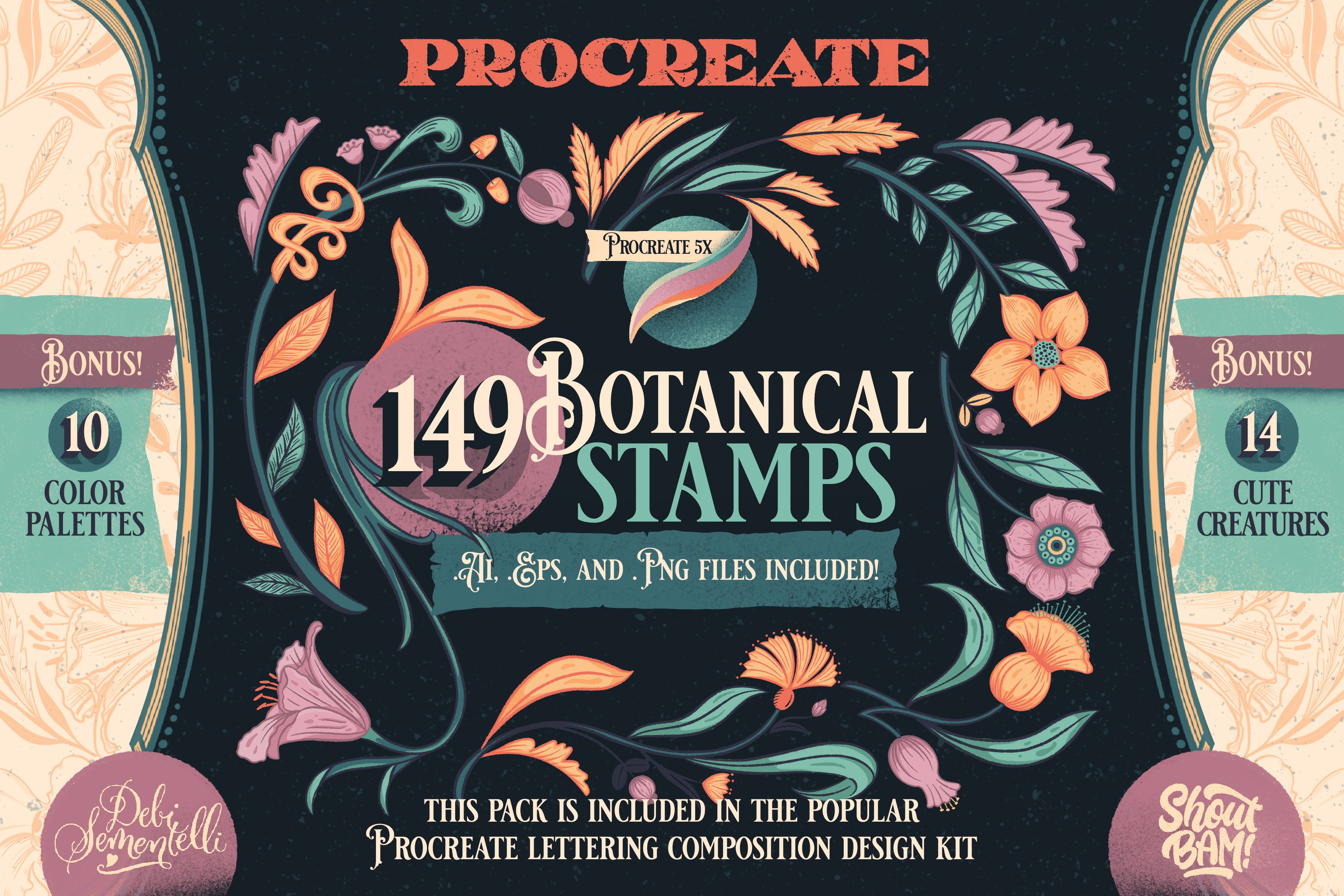 Procreate Botanical Brush Stampscover image.