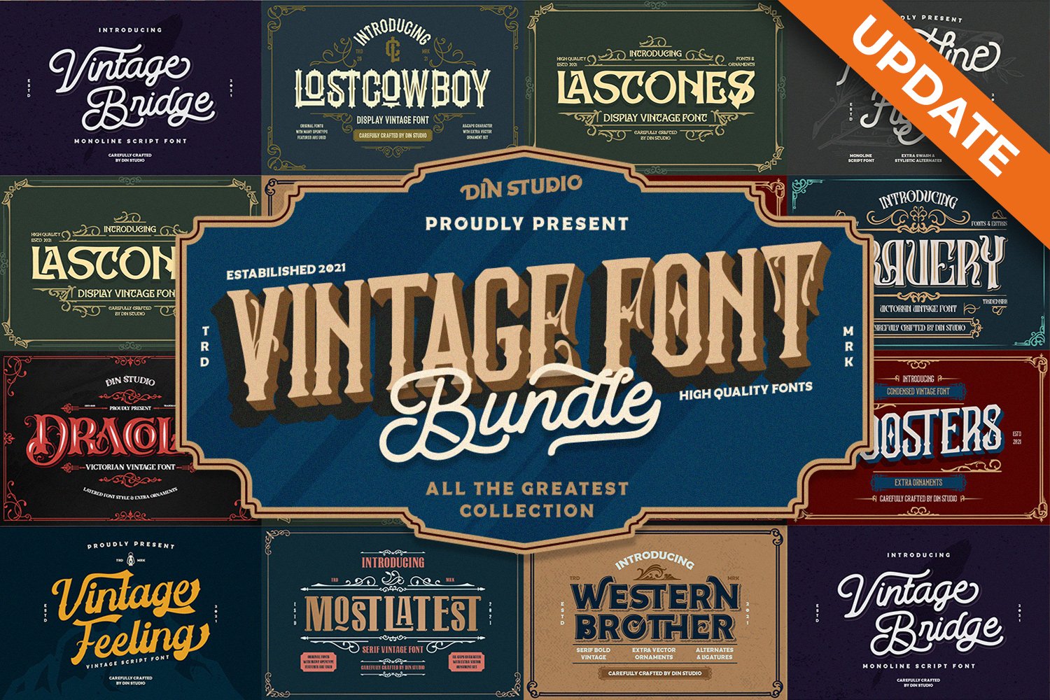 Vintage Font Bundle cover image.