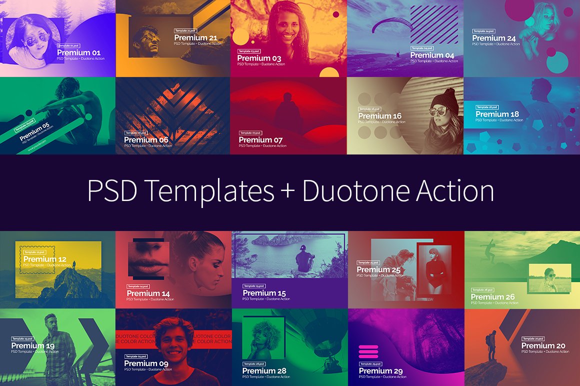 PSD Template + Duotone Actioncover image.