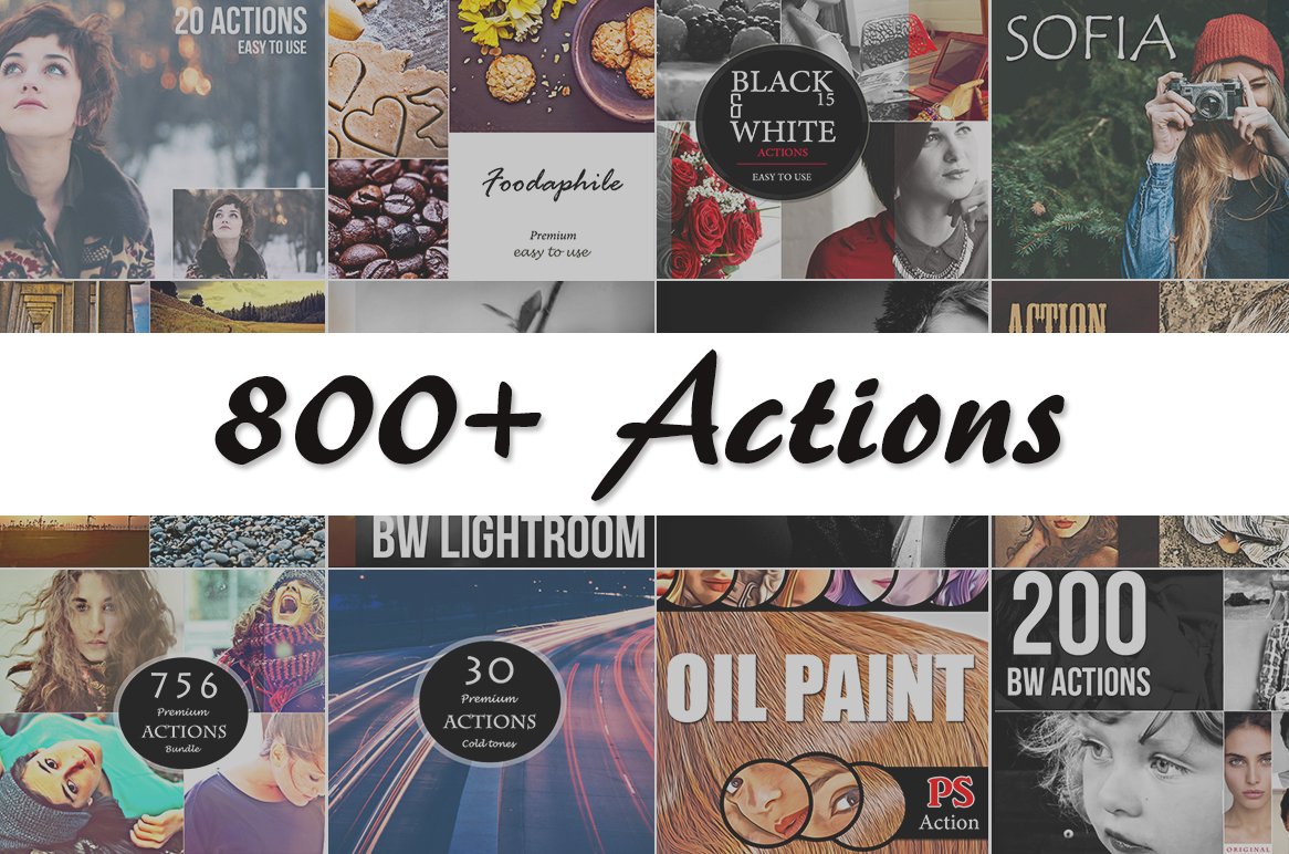 (90% Off) 800+ PS Actions Bundlecover image.