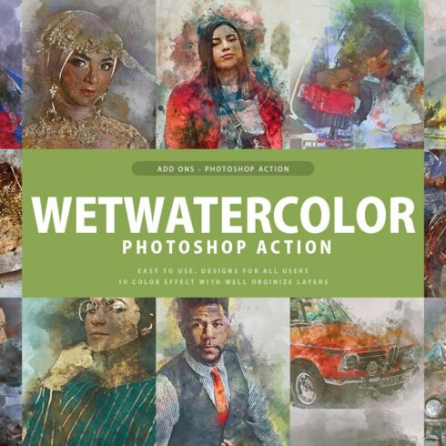 Wet Watercolor Photoshop Actioncover image.