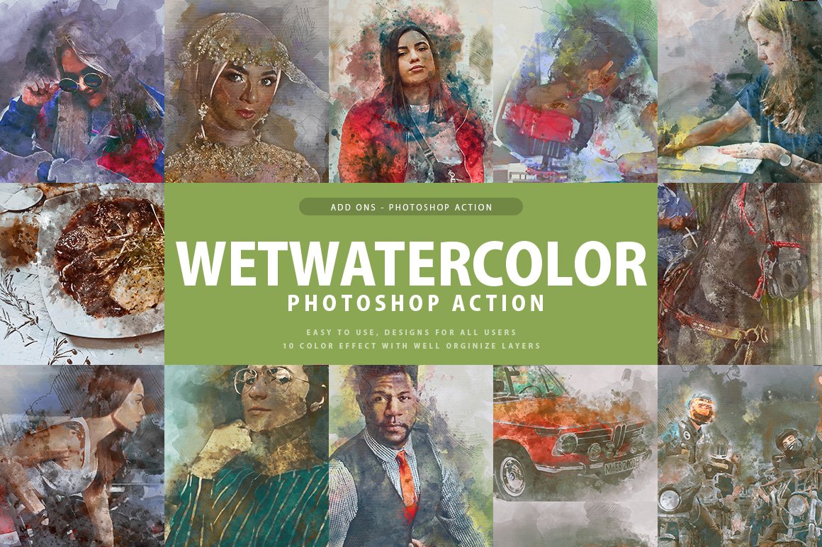 Wet Watercolor Photoshop Actioncover image.