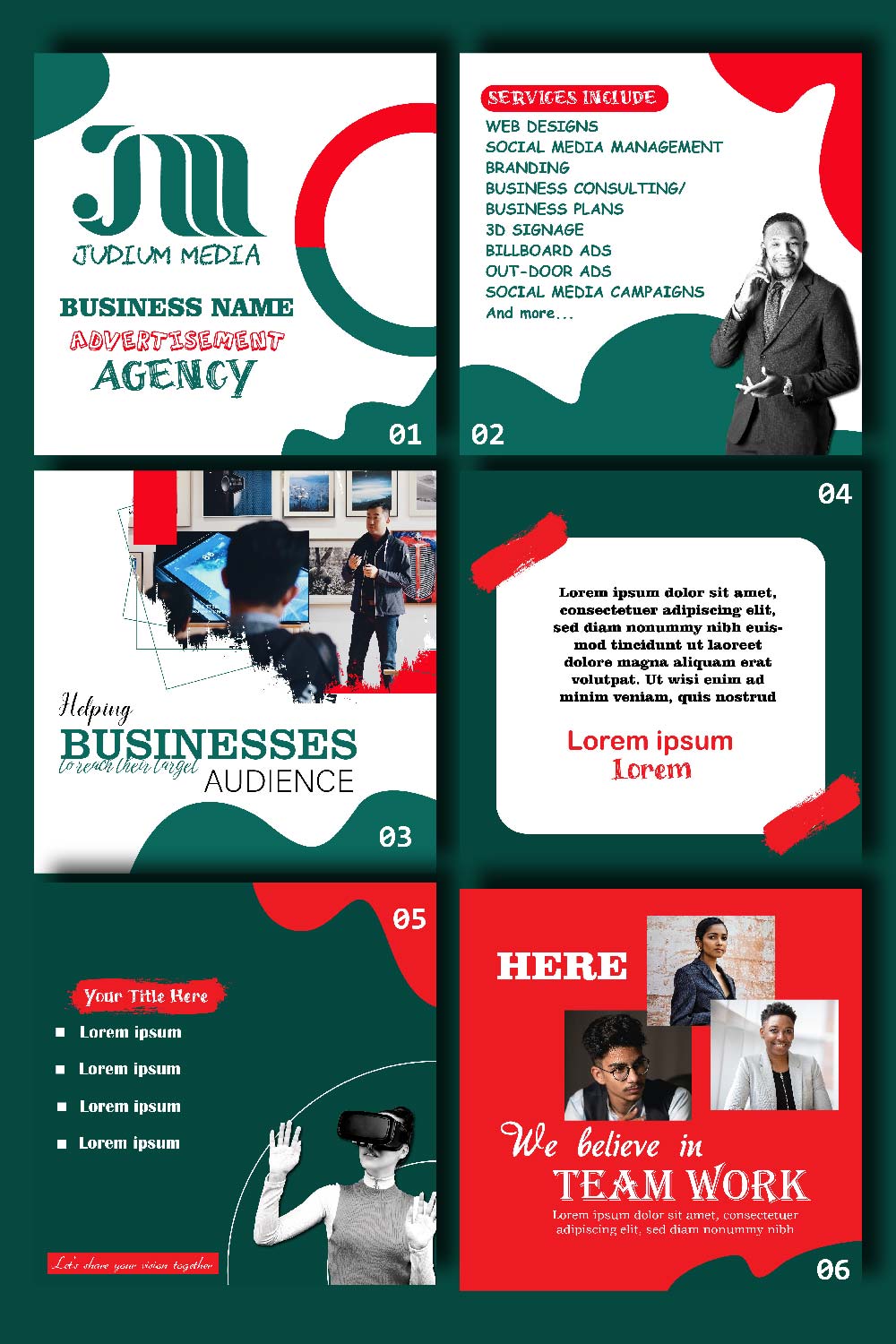 Business presentation for advertising agency templates for social media posts pinterest preview image.