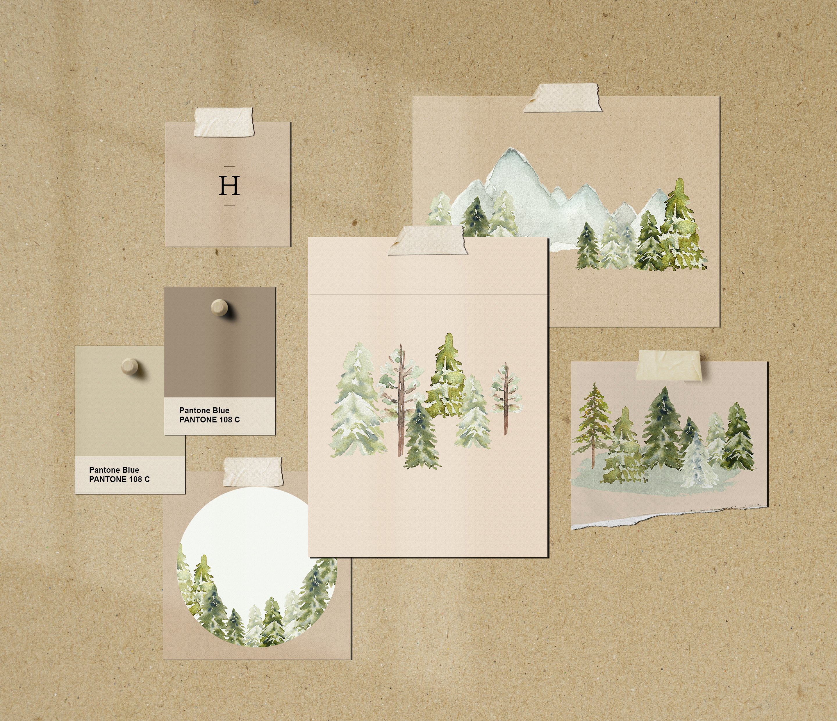 Picture of a bunch of paper with trees on it.