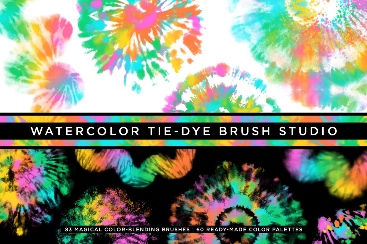Watercolor Tie-Dye Pattern Brushescover image.