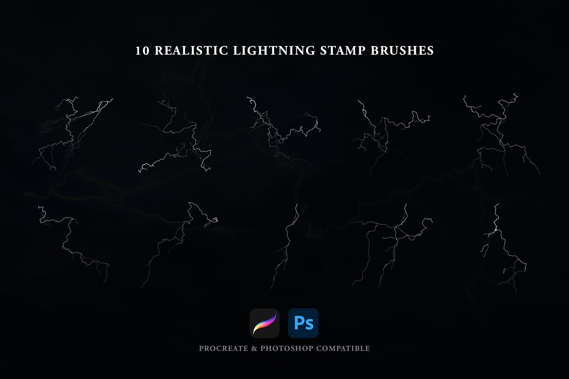 Realistic Lightning Pro Brushespreview image.