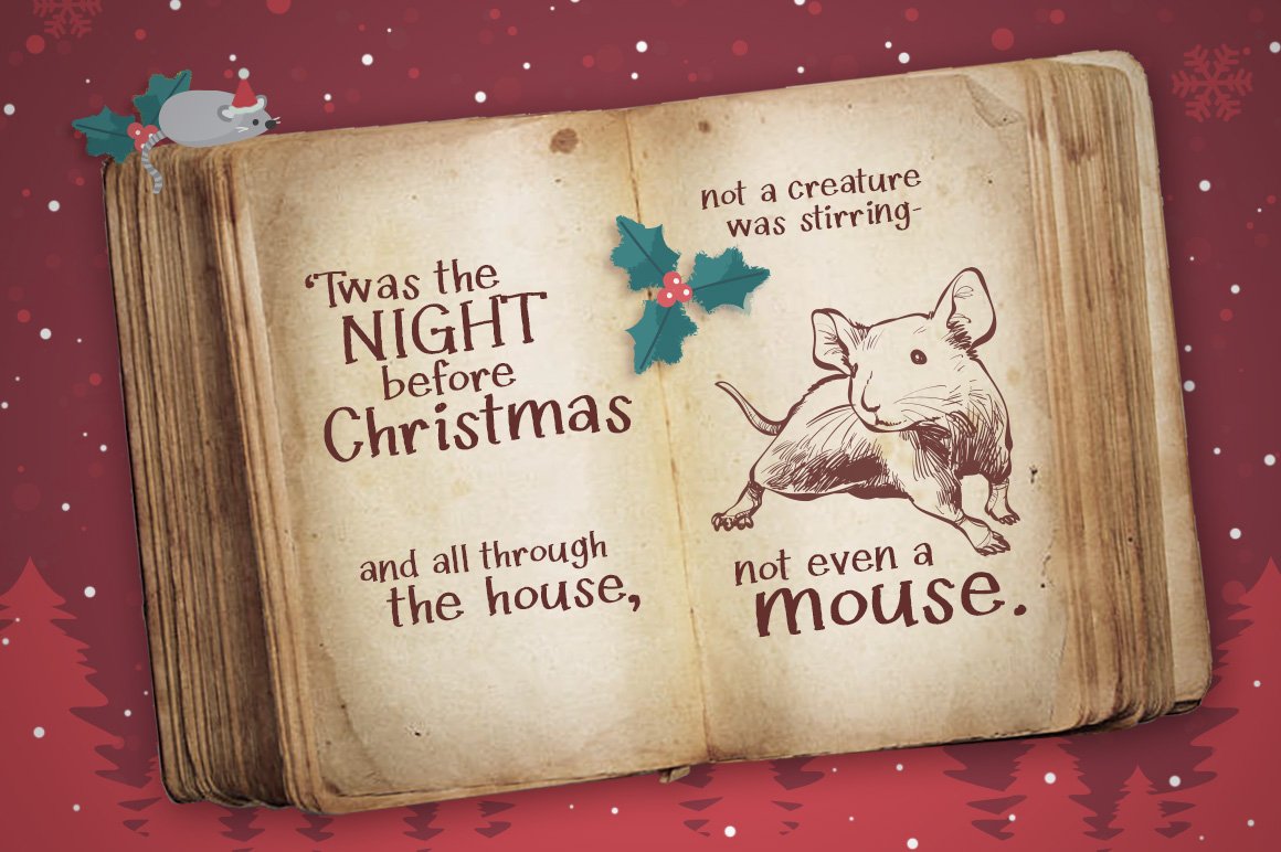 Twas the Night Before Christmas Font preview image.