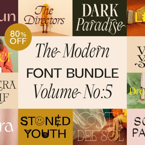 The Modern Font Bundle Vol.5 80% OFF cover image.