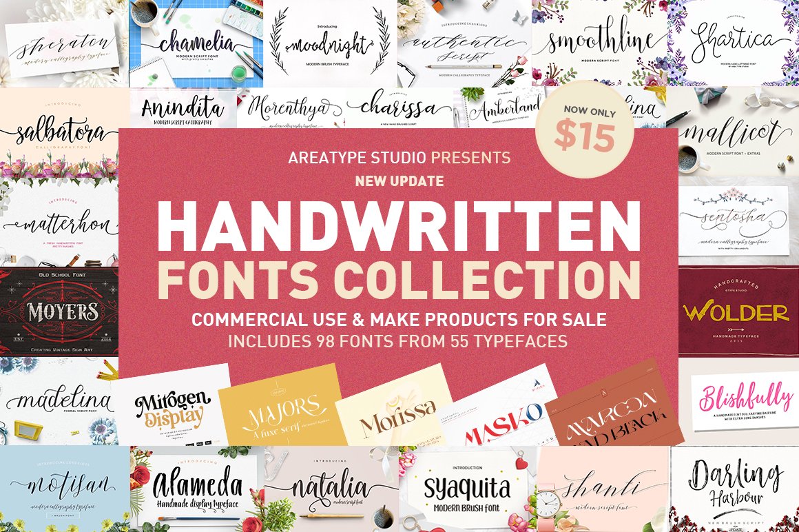 Handwritten Fonts Collection cover image.