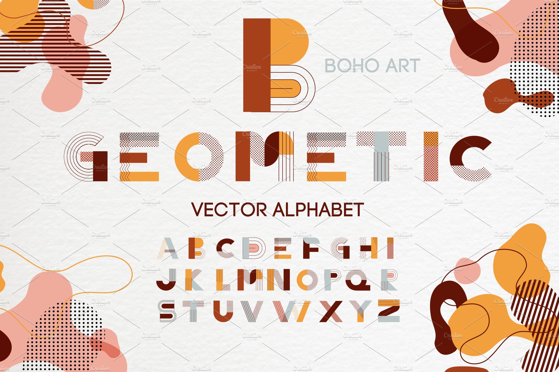 Geometric Alphabet - BOHO abstract cover image.