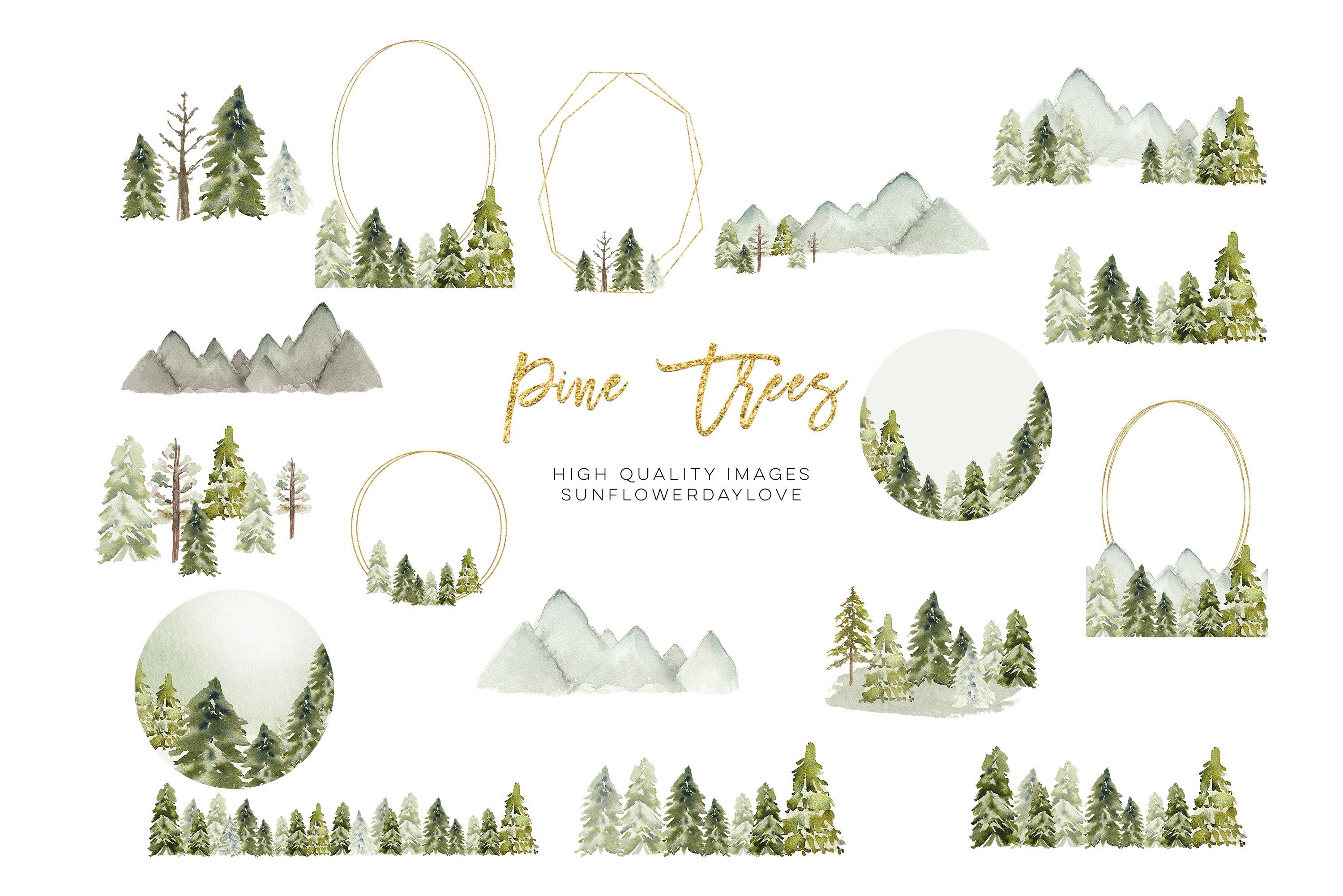 Winter Mountain Pine Trees Frame preview image.