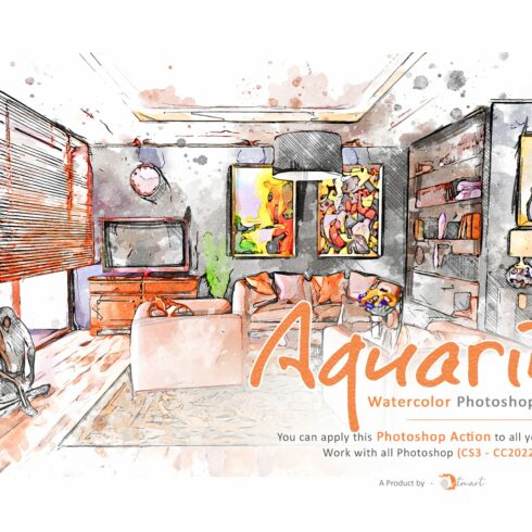 Aquarino - Watercolor PS Actioncover image.