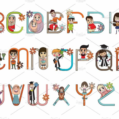 Cartoon Character Font Design Vector cover image.