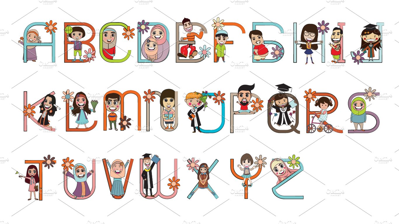 Cartoon Character Font Design Vector cover image.