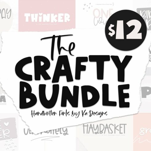 The Crafty Bundle - 14 Fonts cover image.