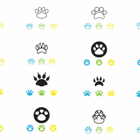 Paw Cat and Dog vector silhouettes logo template cover image.