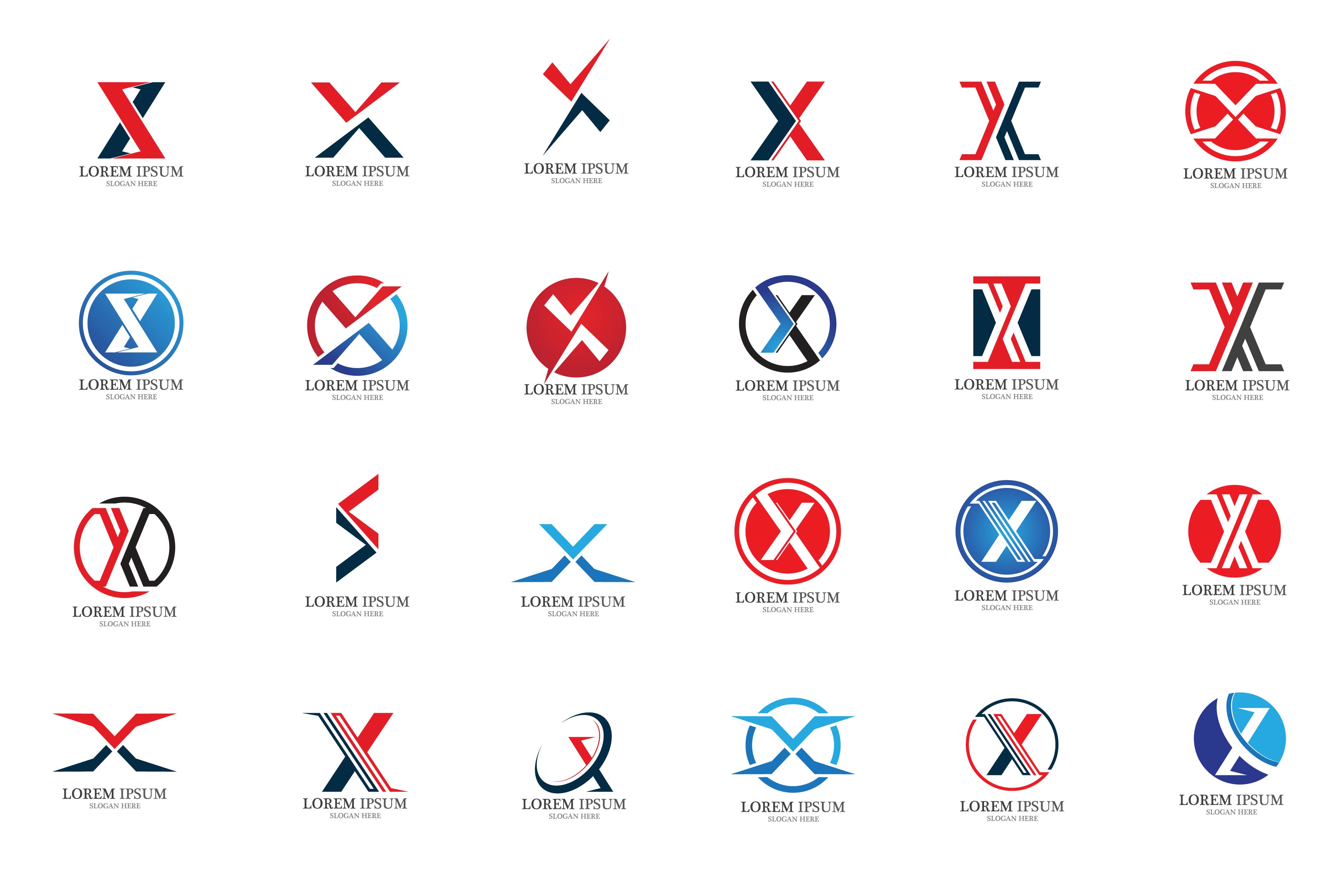 X Letter Logo Template vector icon design pinterest preview image.