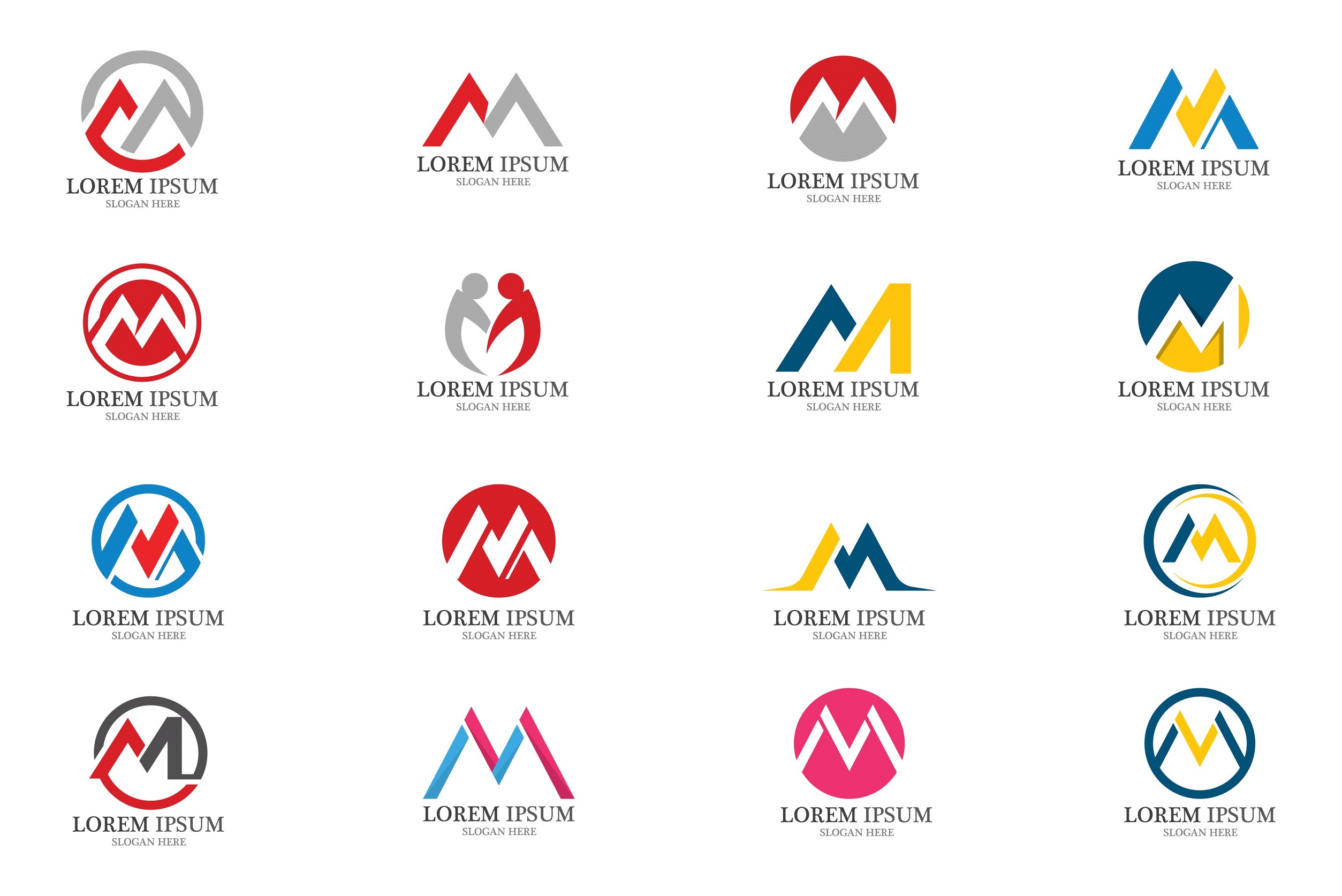 M logo design letter template pinterest preview image.