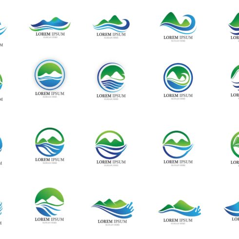 Mountain landscape logo vector bundles cover image.