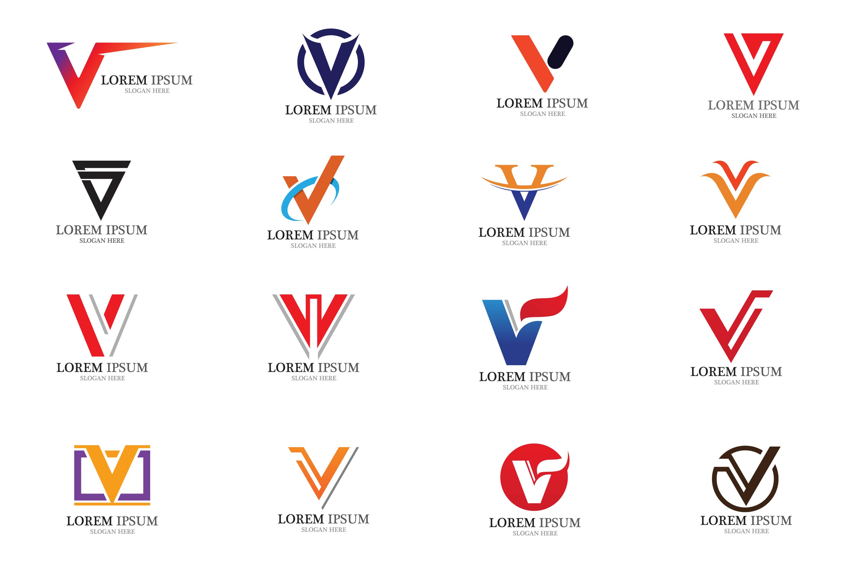 V logo and symbol letter business pinterest preview image.