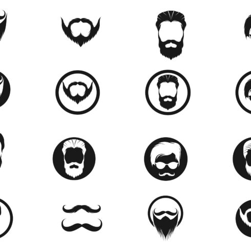 mustache and beard logo vector template icon cover image.