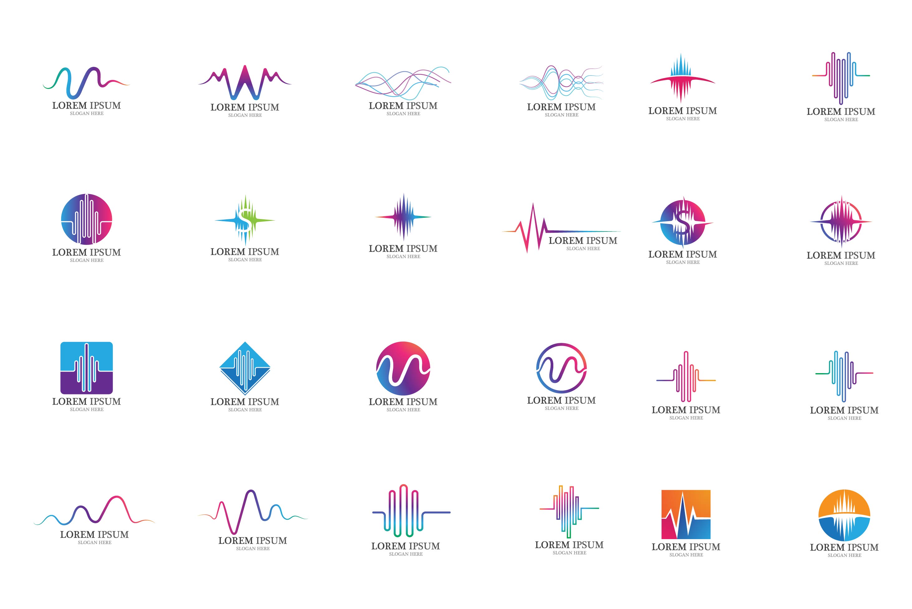 Sound wave logo template vector icon illustration cover image.