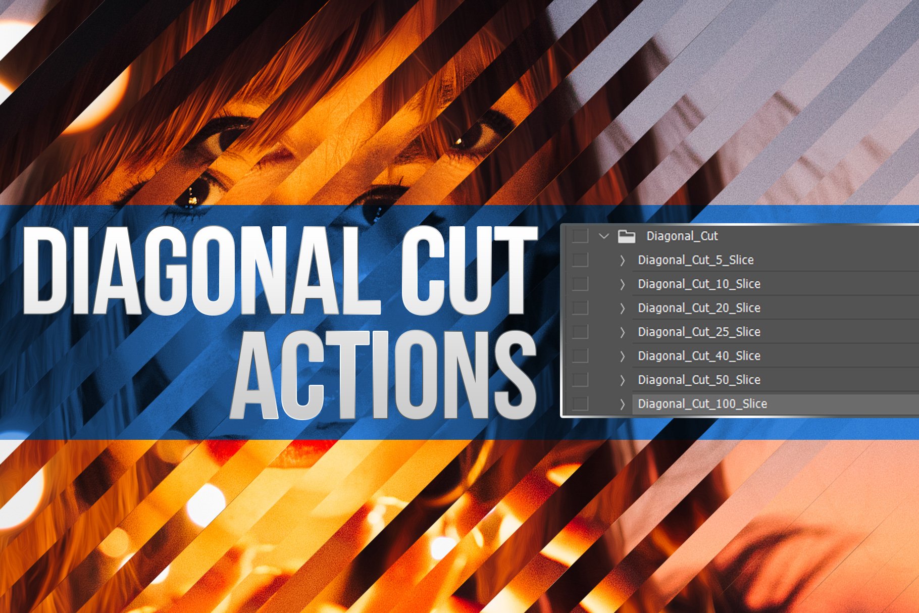 Diagonal Cut Actions for Photoshopcover image.
