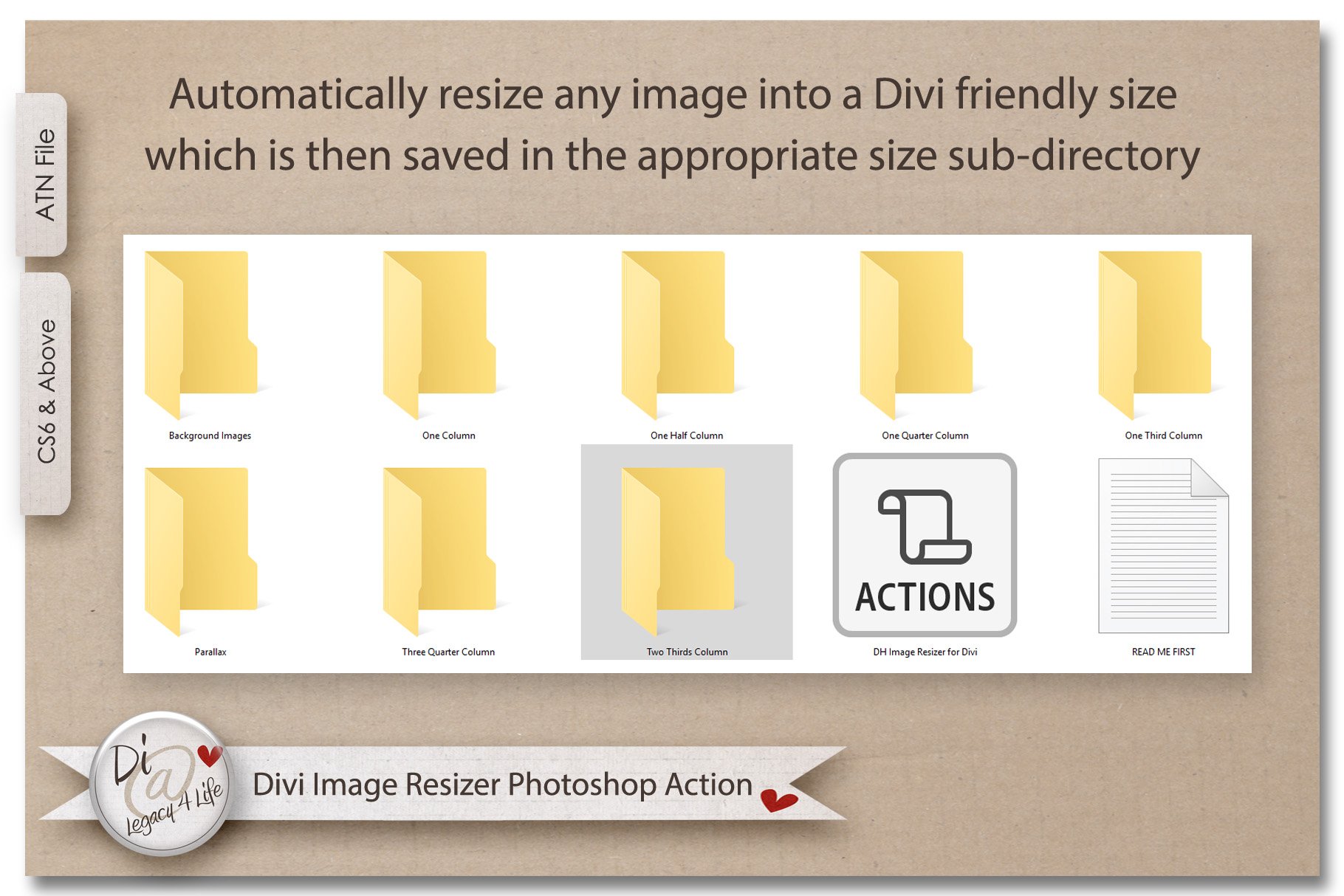 Divi Image Resizer Photoshop Actionpreview image.