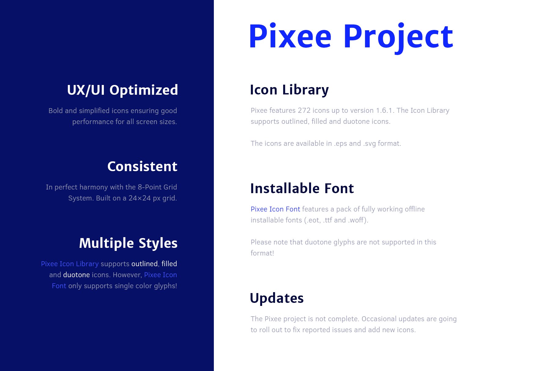 Pixee Icon Font preview image.