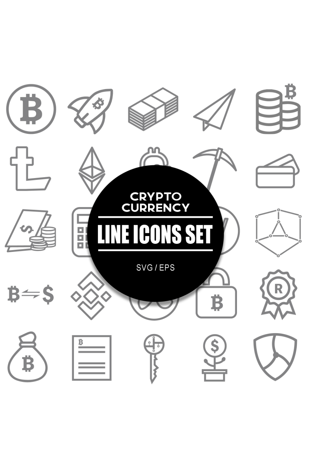 Crypto Currency Icon Set pinterest preview image.