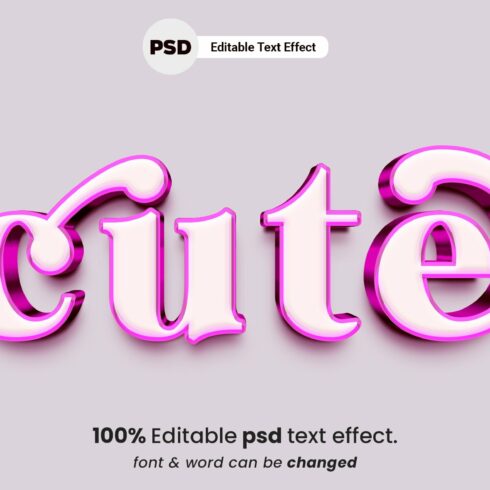 Cute 3d editable PSD text effectcover image.