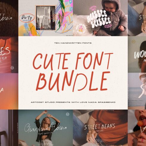 Cute Font Bundle | Handwritten Fonts cover image.