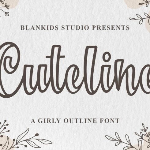 Cuteline a Girly Outline Font cover image.