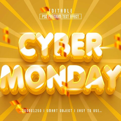 Cyber Monday 3D Editable Text Effectcover image.