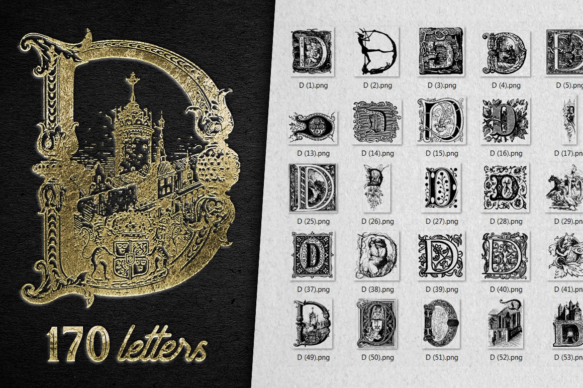 Vintage Letter D Vector And PNG cover image.