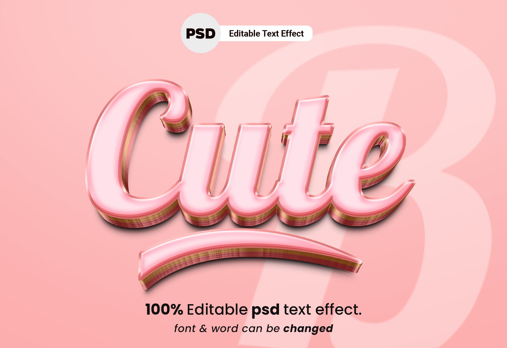 Cute 3D Editable PSD Text Effectcover image.
