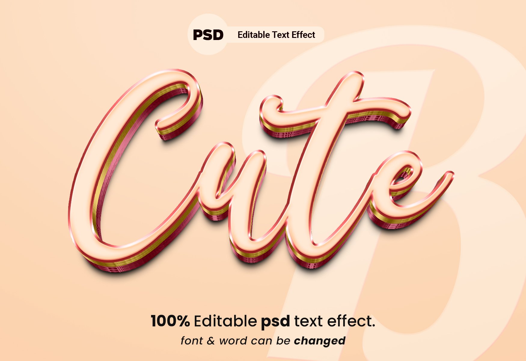 Cute 3D Editable PSD Text Effectcover image.