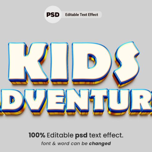 Kids Adventure 3d text effectcover image.