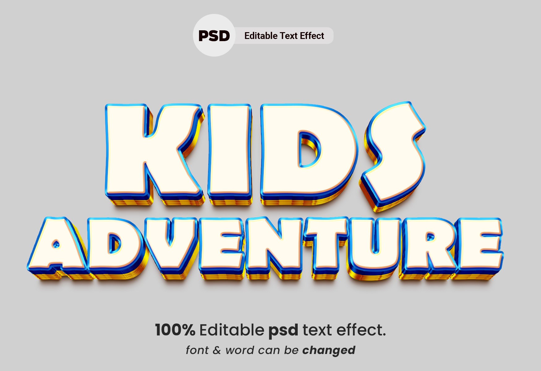 Kids Adventure 3d text effectcover image.
