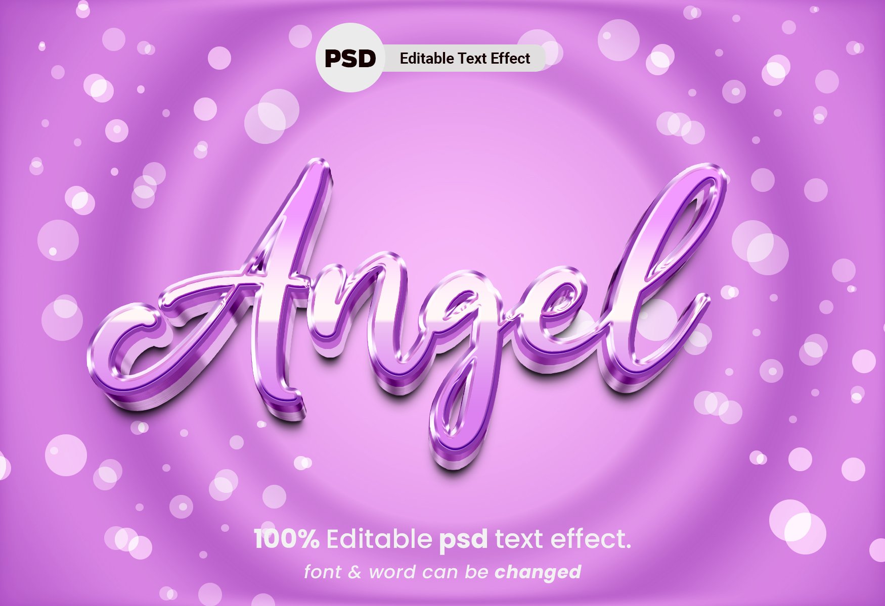 Angel 3D editable PSD text effectcover image.