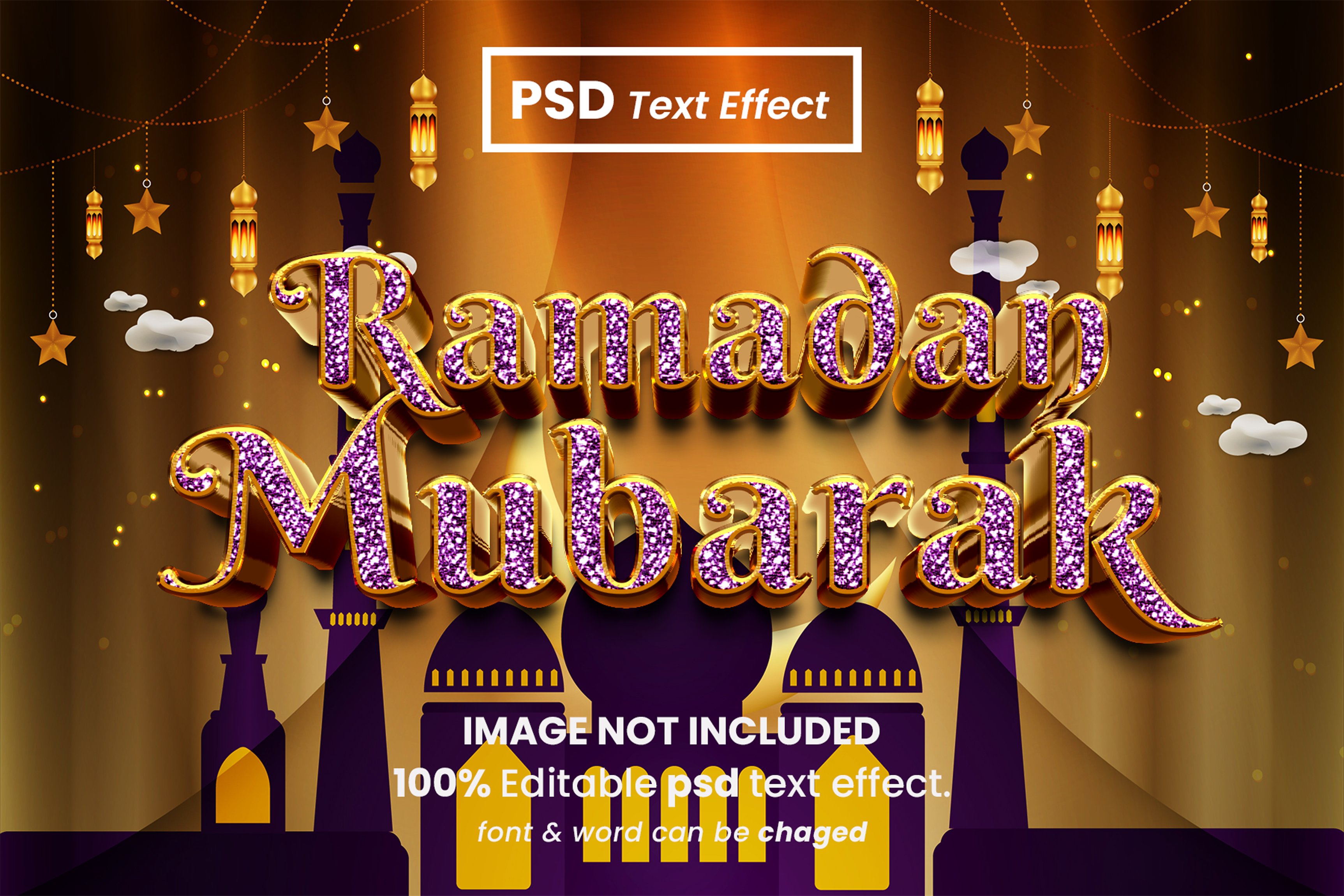 Ramadan Mubarak Editable Text Effectcover image.