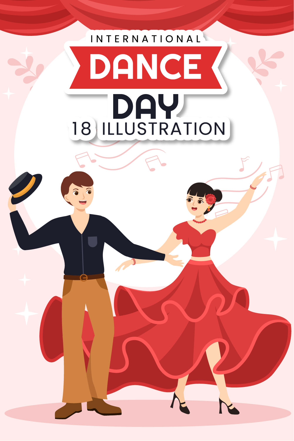18 International Dance Day Illustration pinterest preview image.