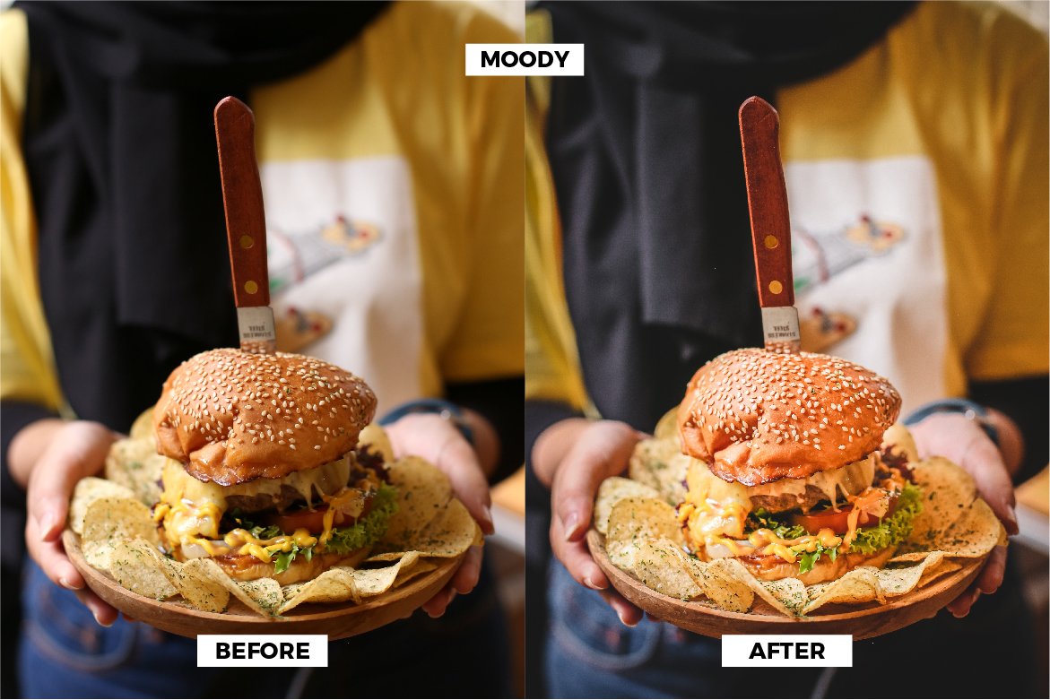 Dark Moody Food Ligthroom Presetpreview image.