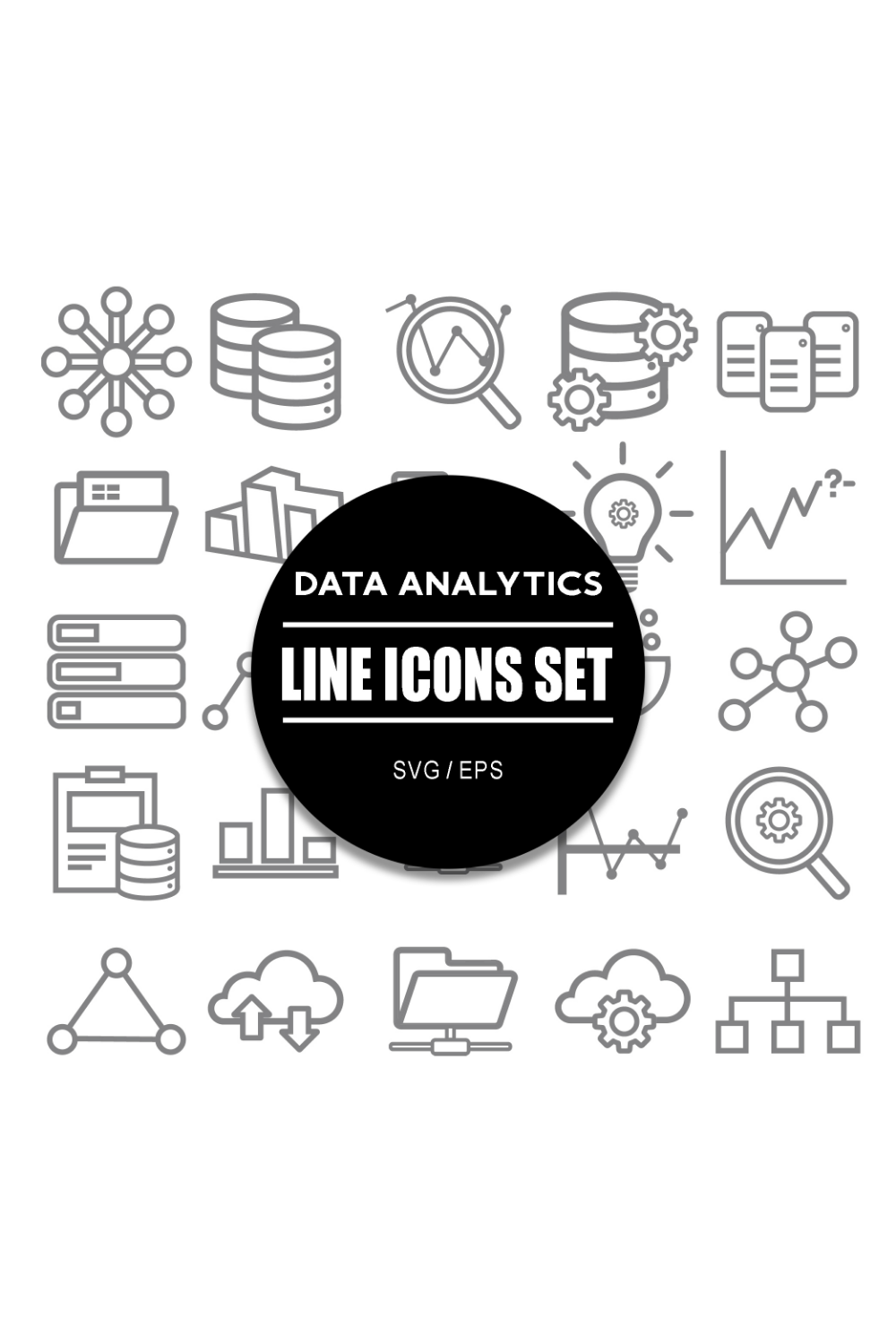 Data Analytics Icon Set pinterest preview image.