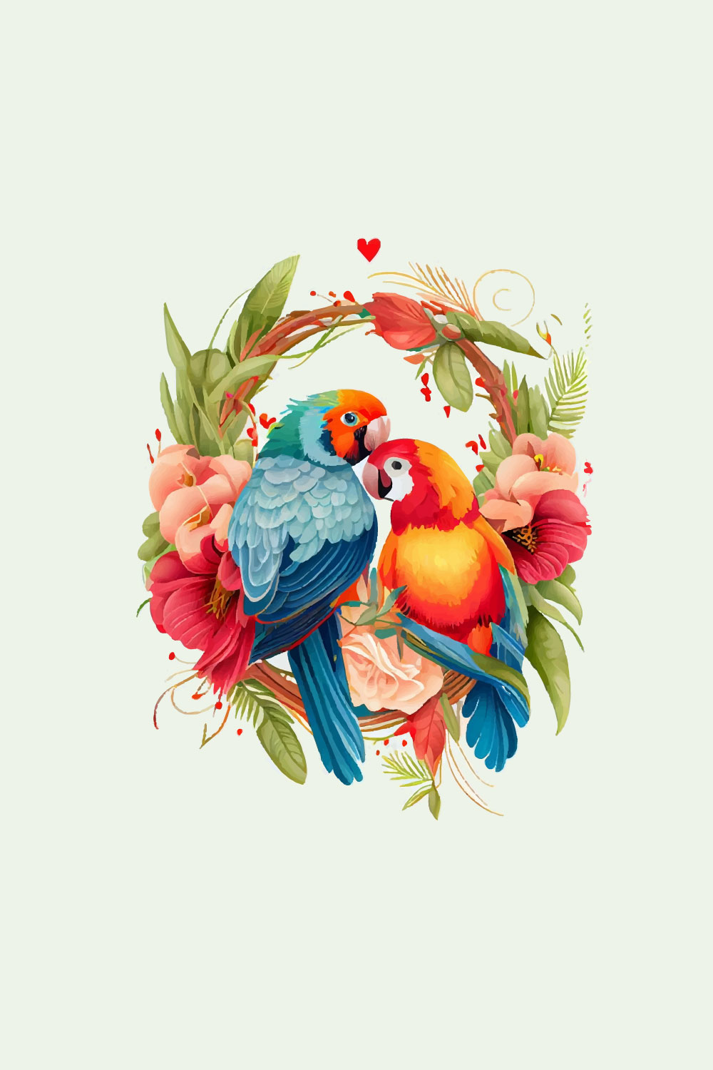Water Colour parrot vector hand drawn summer tropical plants and bird background pinterest preview image.
